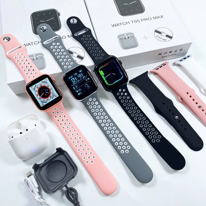 Combo Smartwatch T55 Pro Max + Airpods 🤩